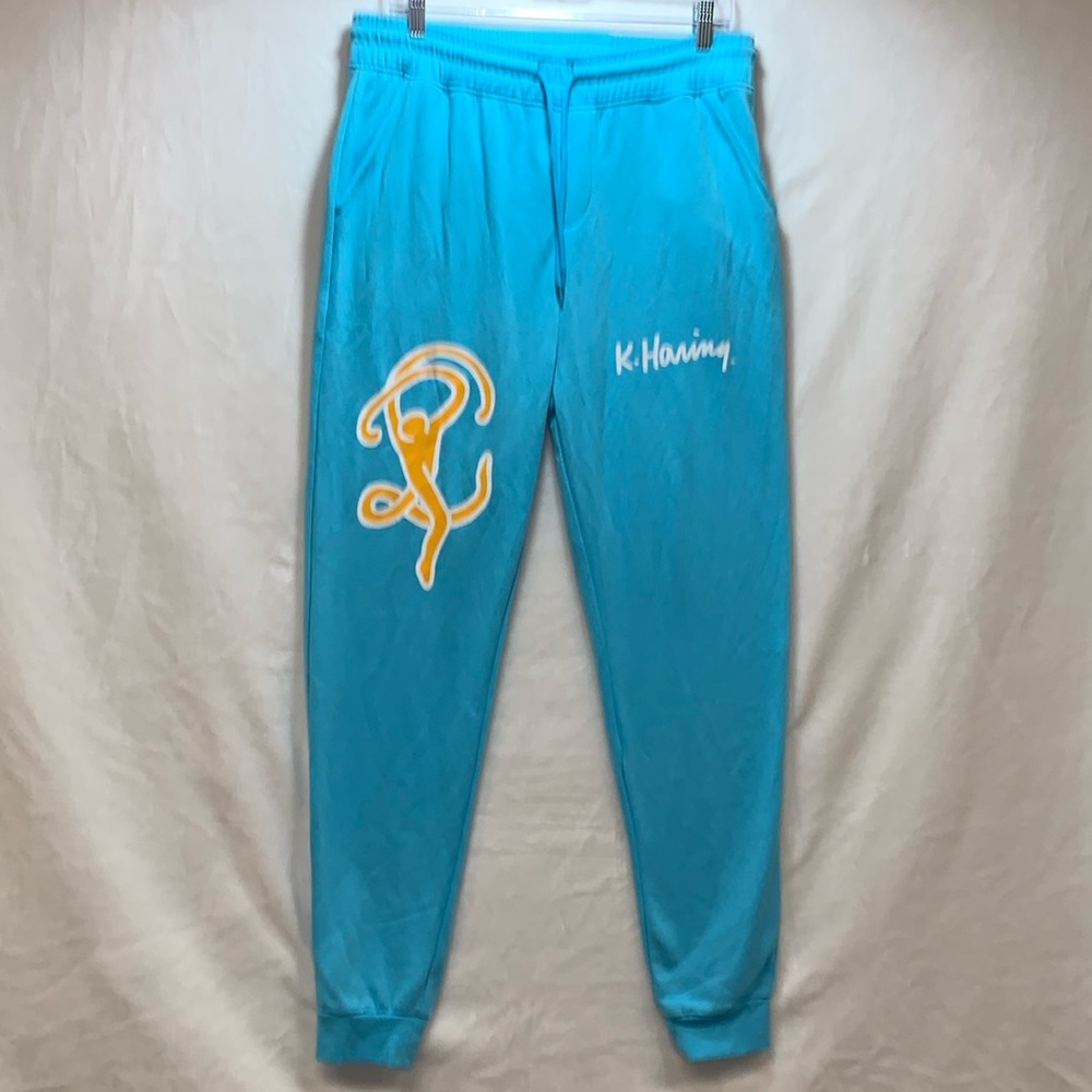 Keith Harring Aqua Joggers Mens size Medium *NEW*